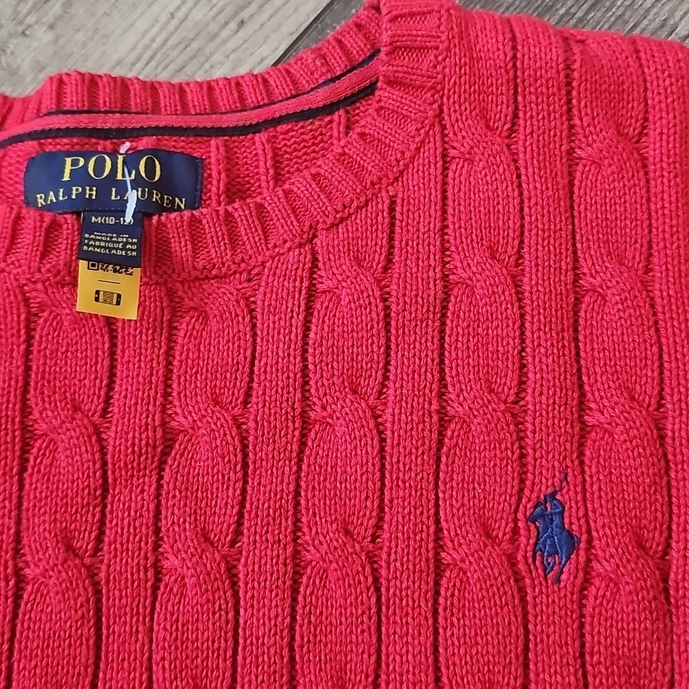 Polo by Ralph Lauren Red Cable Knit Sweater